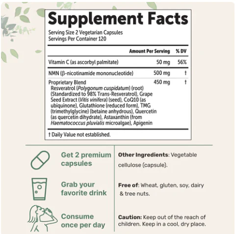 NMN Complex | 1000mg Per Serving | 120 Vegetarian Capsules